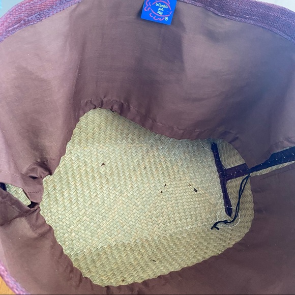 Wicker Tote Bag Burgundy Straw - Picture 8 of 9